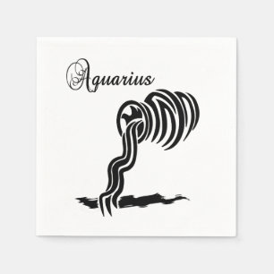 Aquarius Zodiac Sign and Symbol Napkin