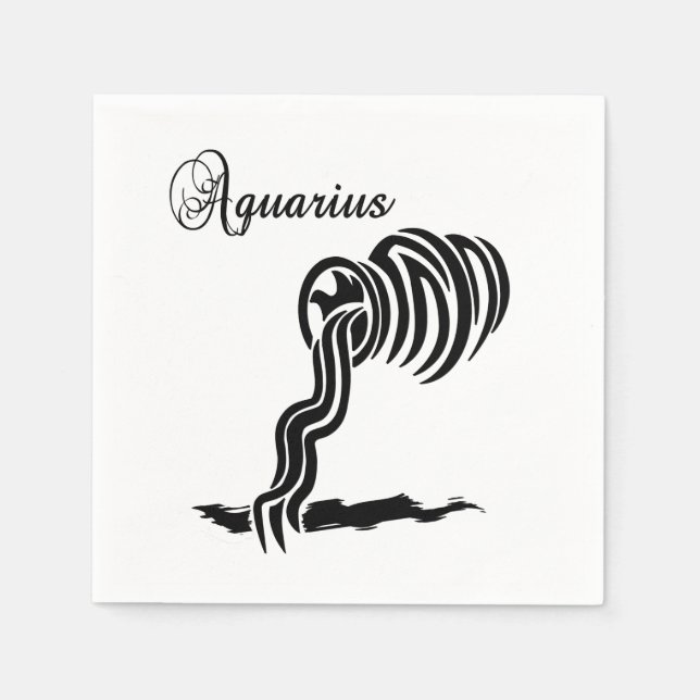 Aquarius Zodiac Sign and Symbol Napkin (Front)