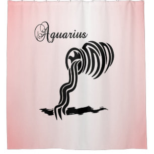 Aquarius Zodiac Sign and Symbol Pink Shower Curtain