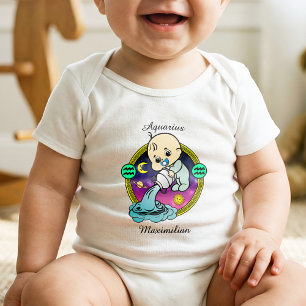Aquarius Zodiac Sign Astrology Cartoon Horoscope Baby Bodysuit