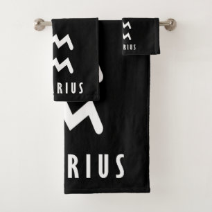 Aquarius zodiac sign bath towel set