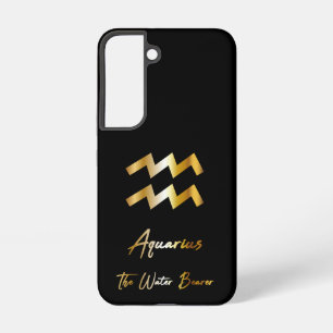 Aquarius Zodiac Sign, Black & Gold  Samsung Galaxy Case