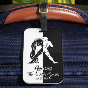 Aquarius Zodiac Sign Black & White Luggage Tag