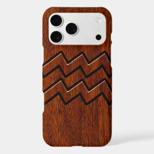 Aquarius Zodiac Sign Brown Mahogany Style
