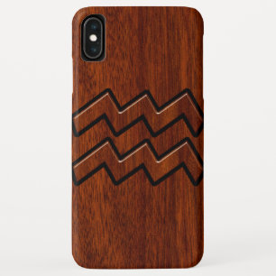 Aquarius Zodiac Sign Brown Mahogany Style Case-Mate iPhone Case