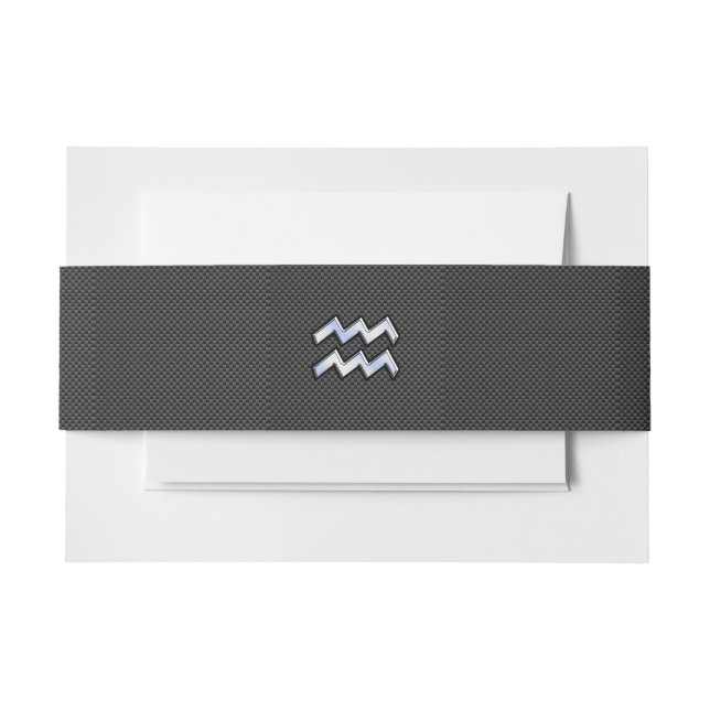 Aquarius Zodiac Sign Carbon Fibre Style Invitation Belly Band (Front Example)
