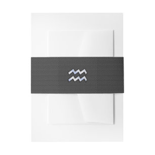Aquarius Zodiac Sign Carbon Fibre Style Invitation Belly Band