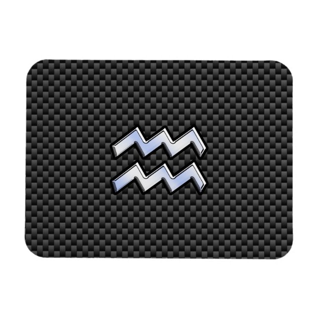 Aquarius Zodiac Sign Carbon Fibre Style Magnet (Horizontal)