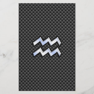 Aquarius Zodiac Sign Carbon Fibre Style Stationery