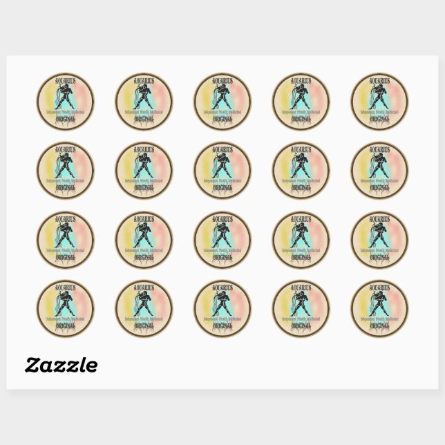 Aquarius Zodiac Sign Classic Round Sticker (Sheet)