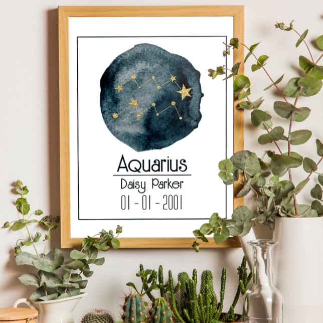 Aquarius Zodiac Sign: Custom Name & Birthday Poster (Creator Uploaded)