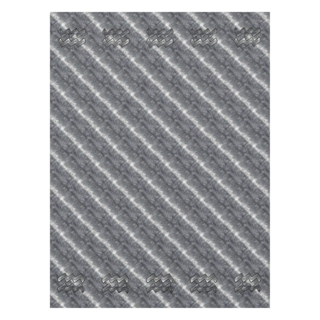 Aquarius Zodiac Sign Distressed Silver Steel Tablecloth (Front)
