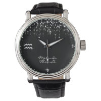 Aquarius Zodiac Sign Dripping Glitter Rain Sequins