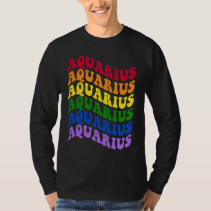 Aquarius Zodiac Sign LGBT Gay Pride LGBTQ Rainbow  T-Shirt