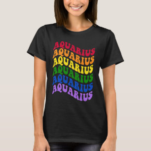 Aquarius Zodiac Sign LGBT Gay Pride LGBTQ Rainbow  T-Shirt