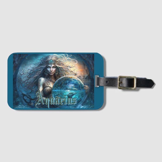 Aquarius Zodiac Sign Luggage Tag (Front Horizontal)