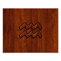 Aquarius Zodiac Sign Mahogany Style