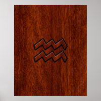 Aquarius Zodiac Sign Mahogany Style