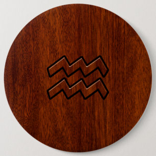 Aquarius Zodiac Sign Mahogany Style 6 Cm Round Badge