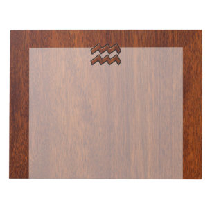 Aquarius Zodiac Sign Mahogany Style Notepad