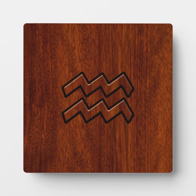 Aquarius Zodiac Sign Mahogany Style Plaque (Front)