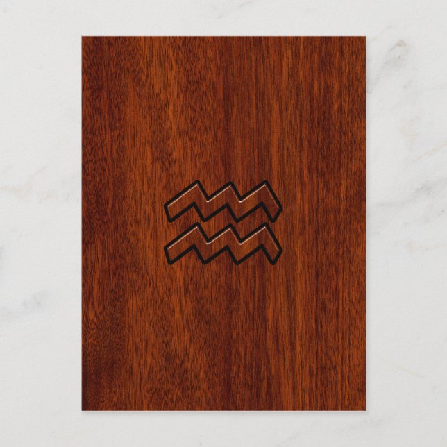 Aquarius Zodiac Sign Mahogany Style Postcard (Front)
