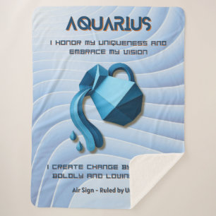 Aquarius Zodiac Sign Modern 3D Astrology Design Sherpa Blanket