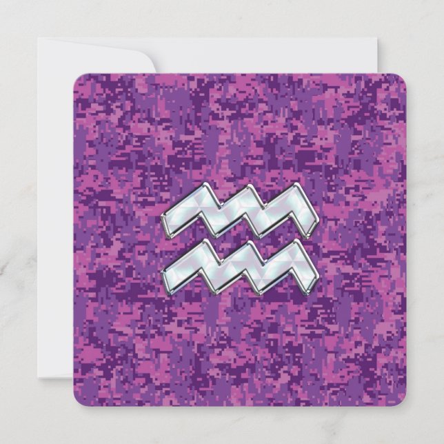 Aquarius Zodiac Sign on fuchsia digital camo (Front)