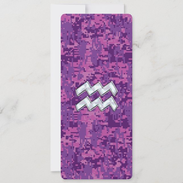 Aquarius Zodiac Sign on fuchsia digital camo (Front)