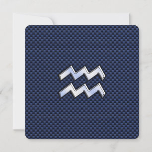 Aquarius Zodiac Sign on navy blue carbon fibre