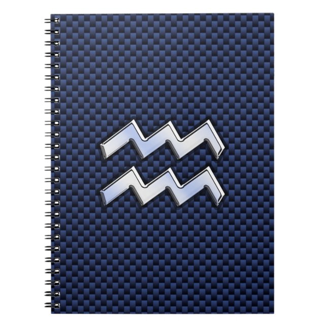 Aquarius Zodiac Sign on Royal Blue Carbon Fibre Notebook (Front)