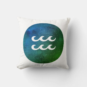 Aquarius Zodiac Sign White Teal Blue Green Cushion