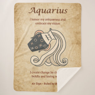 Aquarius Zodiac Sign with Affirmations Sherpa Blanket