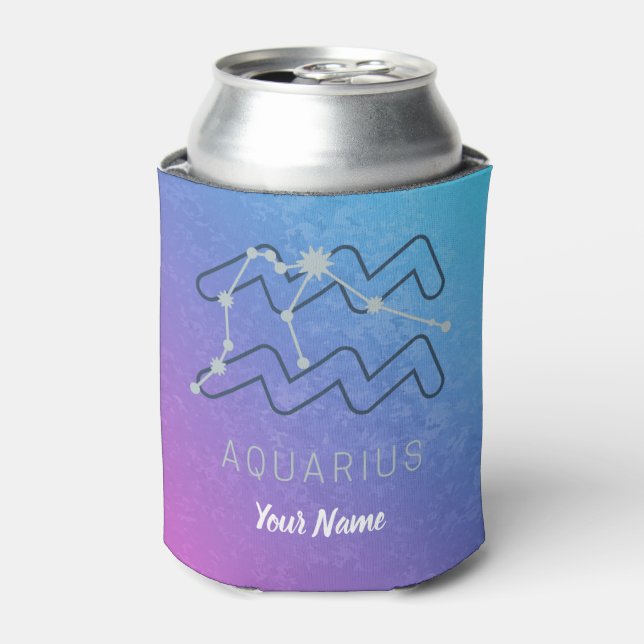 Aquarius Zodiac Star Sign Horoscope Constellation Can Cooler (Can Front)