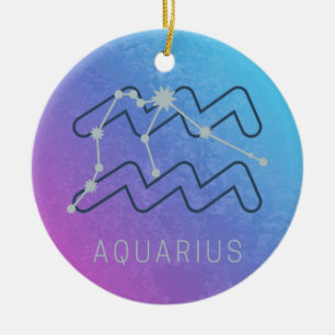 Aquarius Zodiac Star Sign Horoscope Constellation Ceramic Tree Decoration