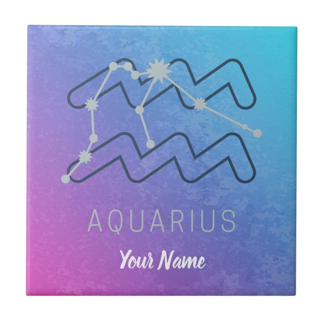 Aquarius Zodiac Star Sign Horoscope Constellation Tile (Front)