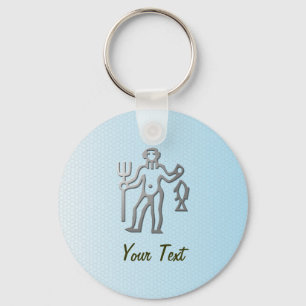 Aquarius Zodiac Star Sign In Light Silver Key Ring