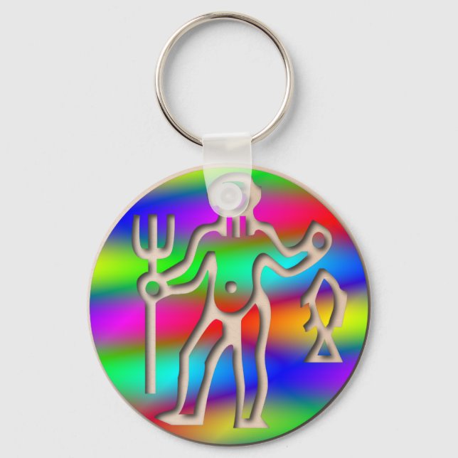 Aquarius Zodiac Star Sign Rainbow Key Ring (Front)