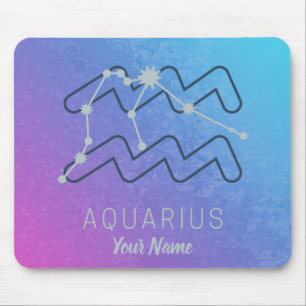 Aquarius Zodiac Star Sign Watercolor Horoscope Mouse Pad
