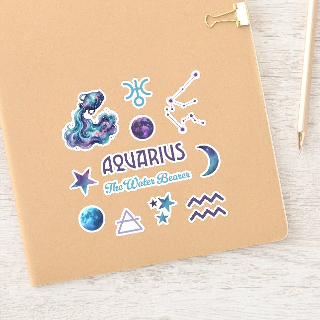 Aquarius Zodiac Sticker Collection (Notebook)
