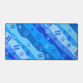 Aquarius Zodiac Stripes Desk Mat
