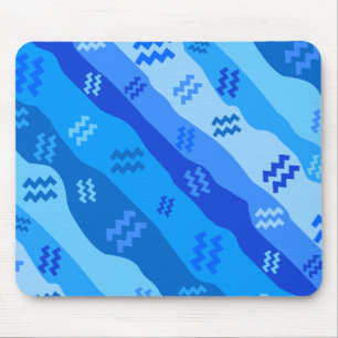 Aquarius Zodiac Stripes Mouse Pad