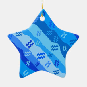 Aquarius Zodiac Symbol Ceramic Tree Decoration