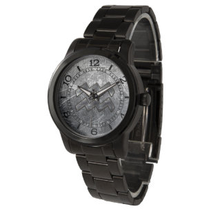 Aquarius Zodiac Symbol Distressed Silver Dial Watch