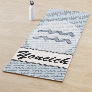 Aquarius Zodiac Symbol Element by K Yoncich Yoga Mat