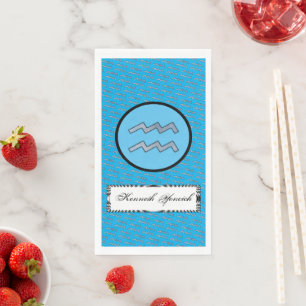Aquarius Zodiac Symbol Element by Kenneth Yoncich Napkin