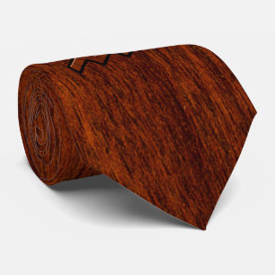 Aquarius Zodiac Symbol Mahogany Wood Style Tie