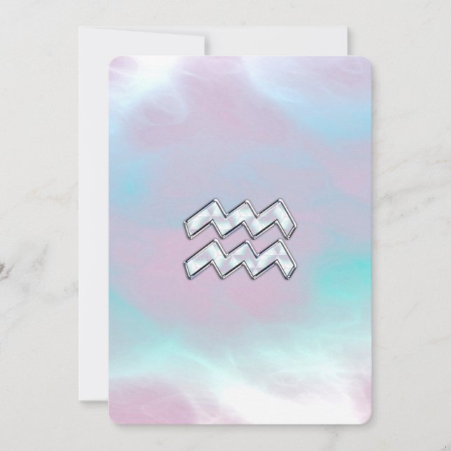 Aquarius Zodiac Symbol on Mother of Pearl Nacre (Front)