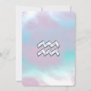 Aquarius Zodiac Symbol on Mother of Pearl Nacre