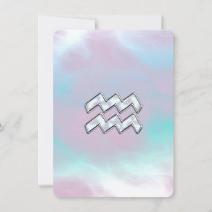 Aquarius Zodiac Symbol on Mother of Pearl Nacre